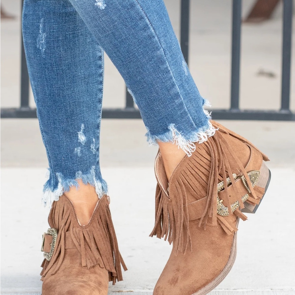 Fringe Suede Ankle Boots